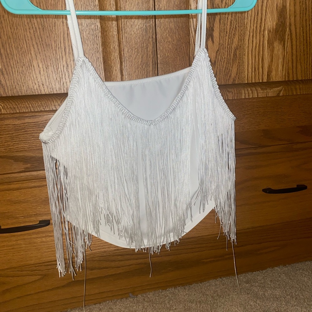 White Fringe Women's Top